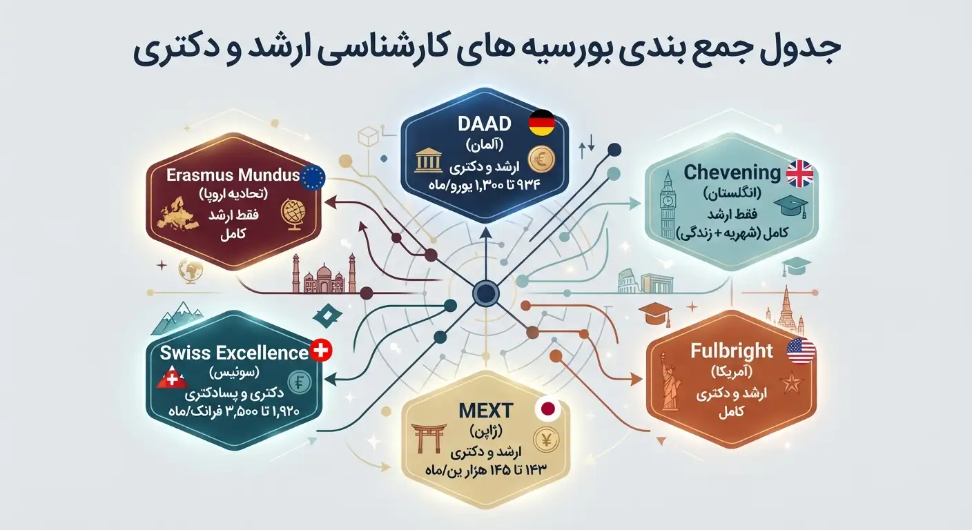 فهرست بورسیه کارشناسی ارشد و دکتری