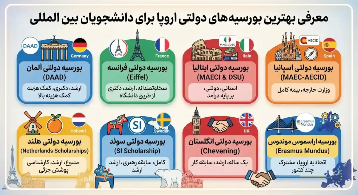 معرفی بهترین بورسیه های دولتی اروپا برای دانشجویان بین المللی